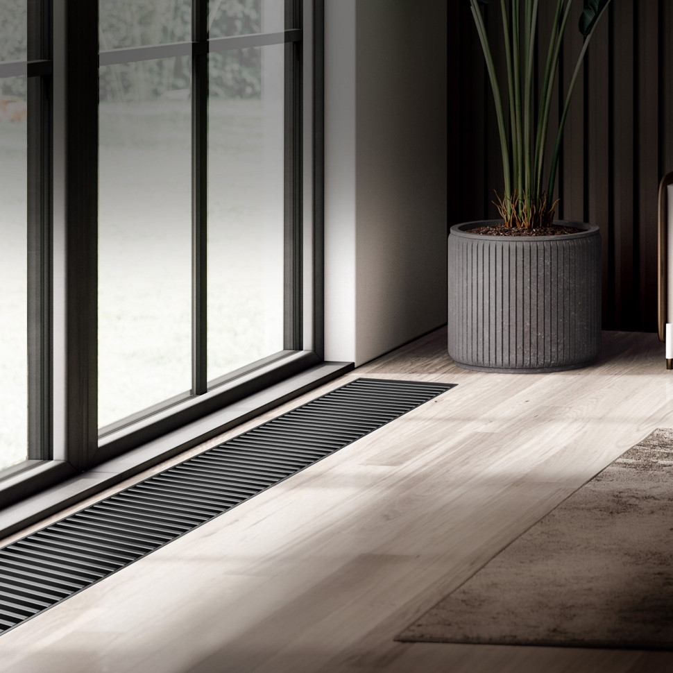 Конвектор внутрипольный Royal Thermo ATRIUM TURBO-90/400/2800-DG-U-BL